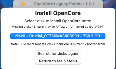 OpenCore select disk prompt