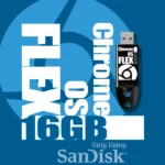 16 GB ChromeOS Flex USB Flash Drive and the ChromeOS logo