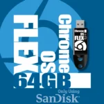 64 GB ChromeOS Flex USB Flash Drive and the ChromeOS logo