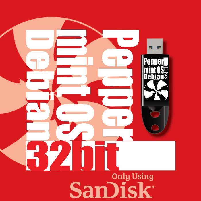 Debian-based PeppermintOS 32-bit USB Flash Drive and the PeppermintOS logo