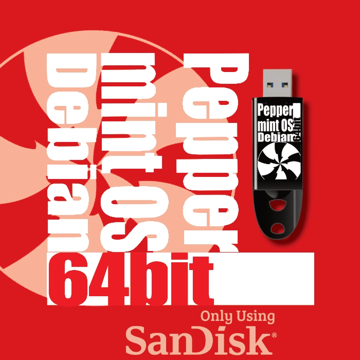 Debian-based PeppermintOS 64-bit USB Flash Drive and the PeppermintOS logo