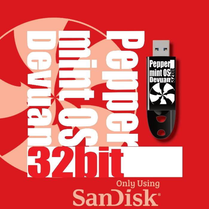 Devuan-based PeppermintOS 32-bit USB Flash Drive and the PeppermintOS logo