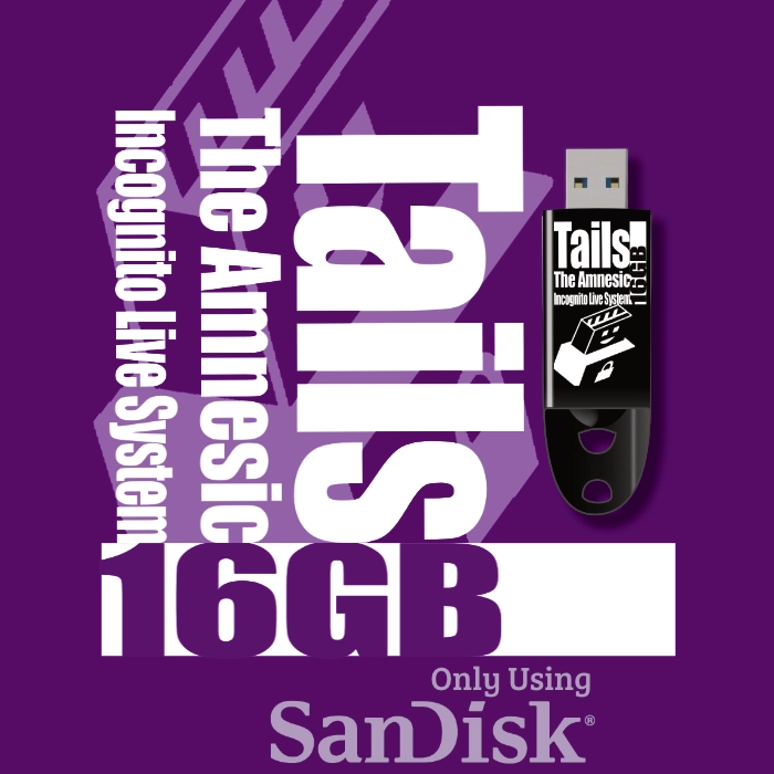 Tails - The Amnesiac Incognito Live System 16 GB Boot Disk packshot and USB drive