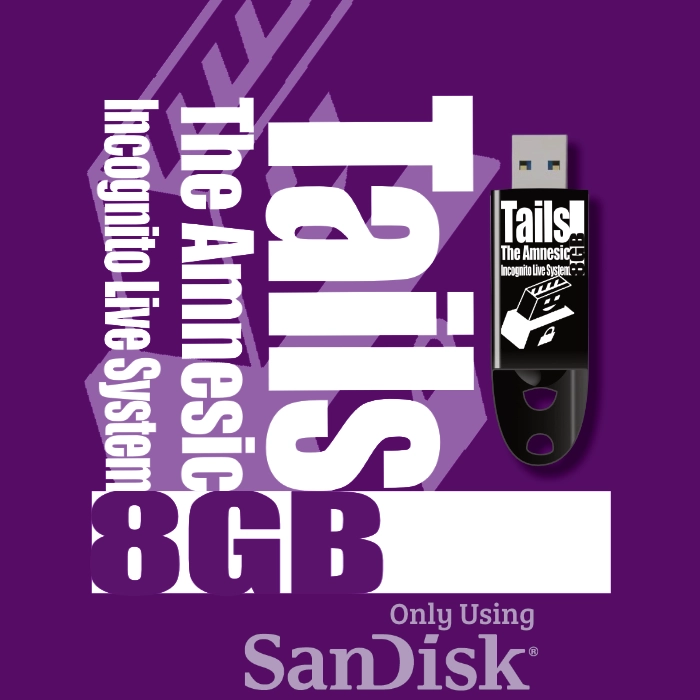 Tails - The Amnesiac Incognito Live System 8 GB Boot Disk packshot and USB drive